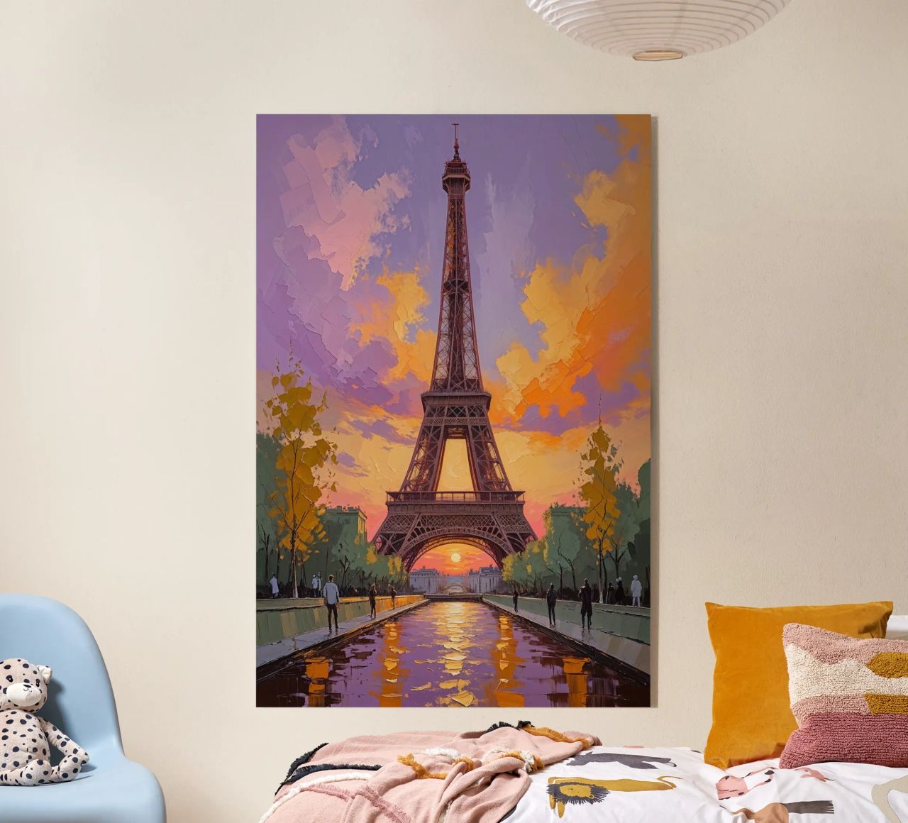 Golden Glow Eiffel Tower Painting plexiglass da AlbertKlee