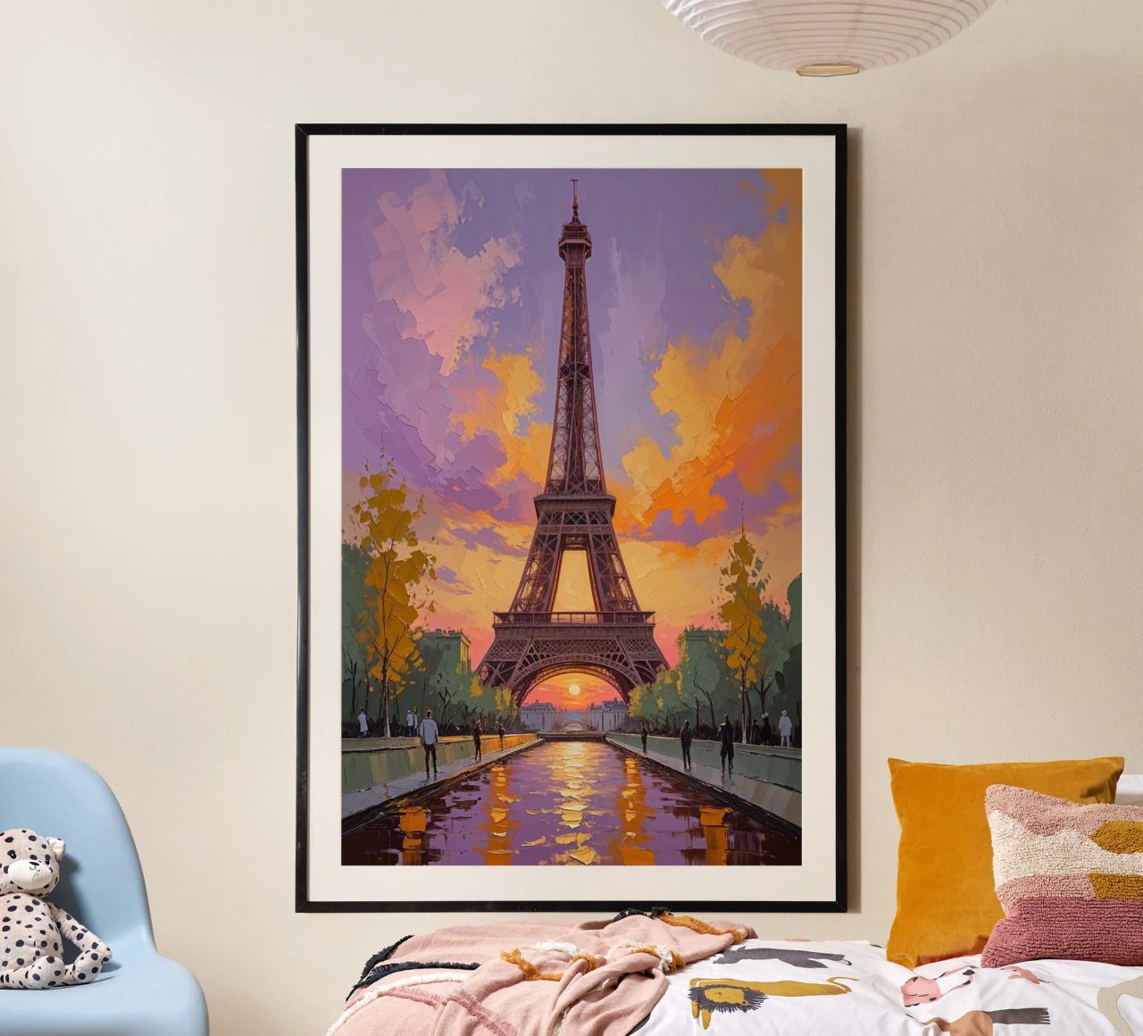 Golden Glow Eiffel Tower Painting carta hahnemühle da AlbertKlee