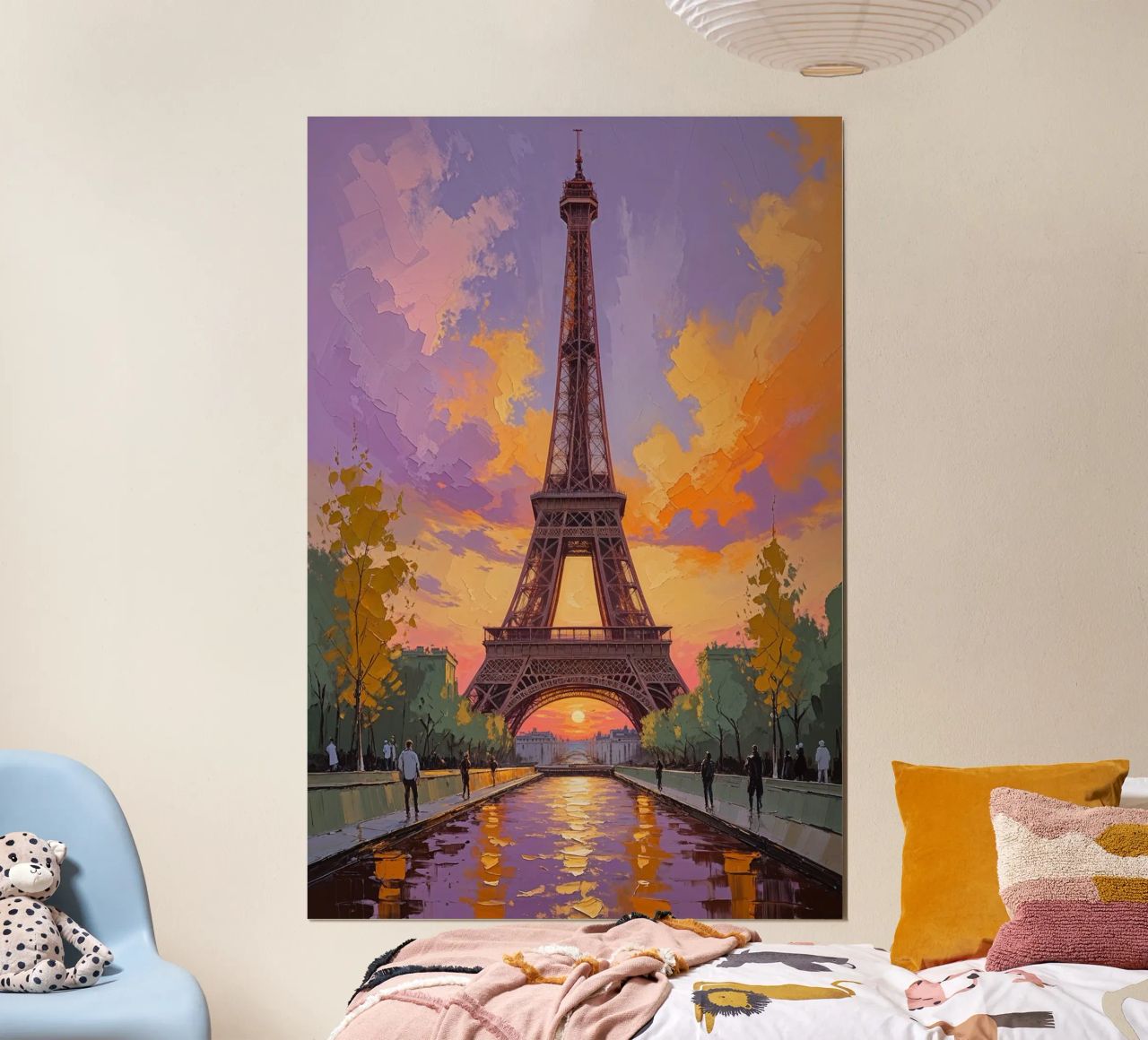 Golden Glow Eiffel Tower Painting carta hahnemühle da AlbertKlee