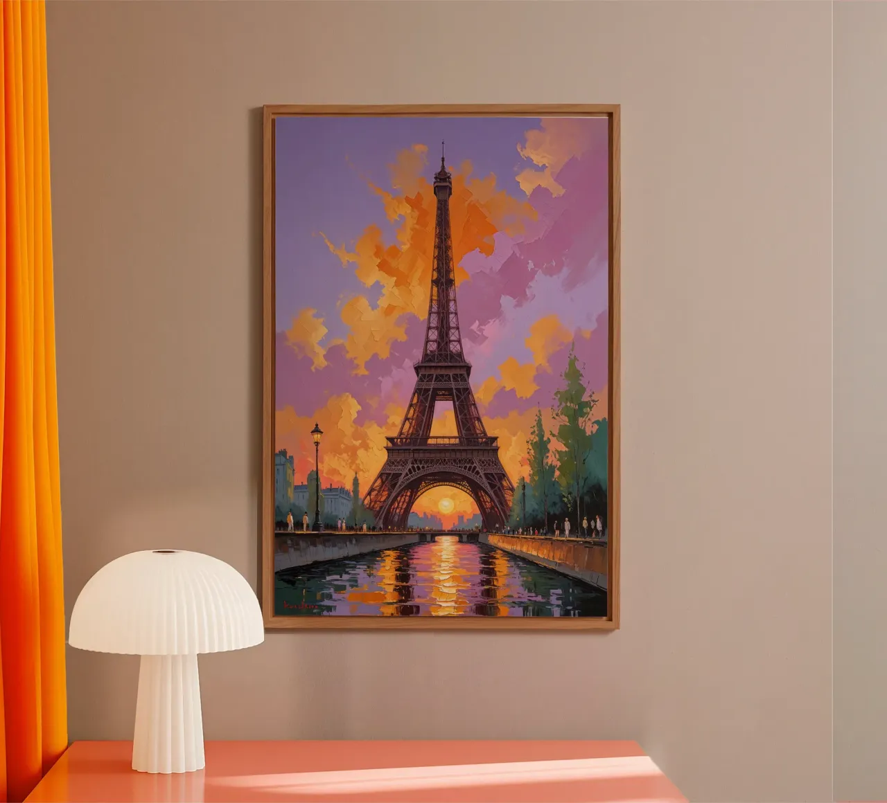 The Eiffel Tower Amidst Sunset Splendor alluminio dibond da AlbertKlee
