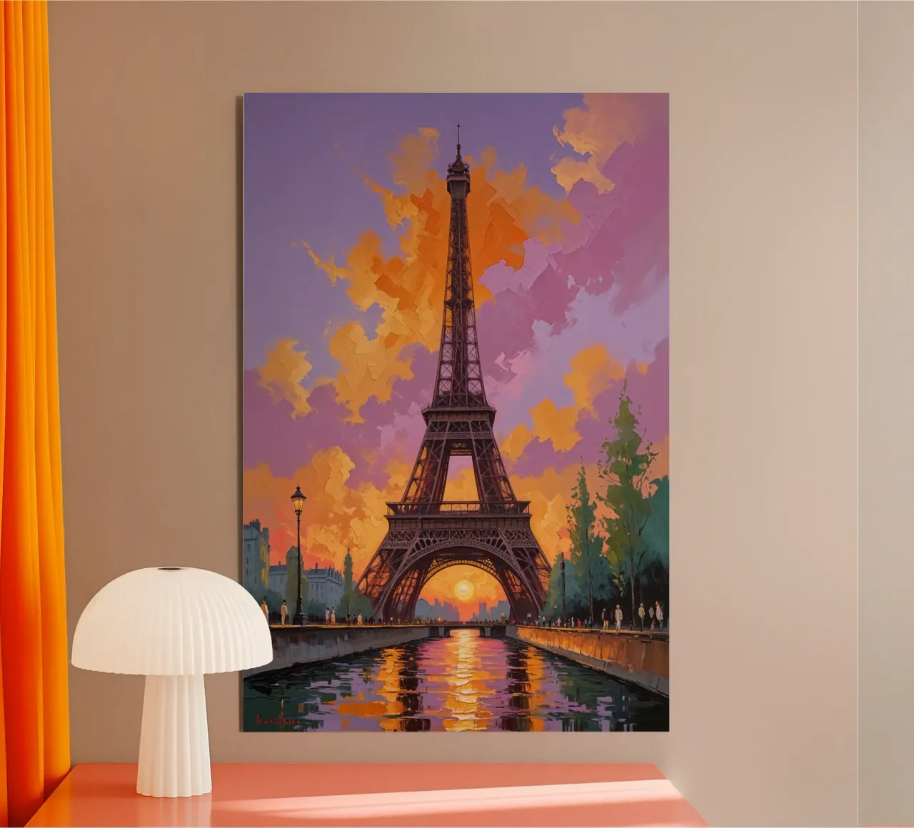 The Eiffel Tower Amidst Sunset Splendor alluminio dibond da AlbertKlee