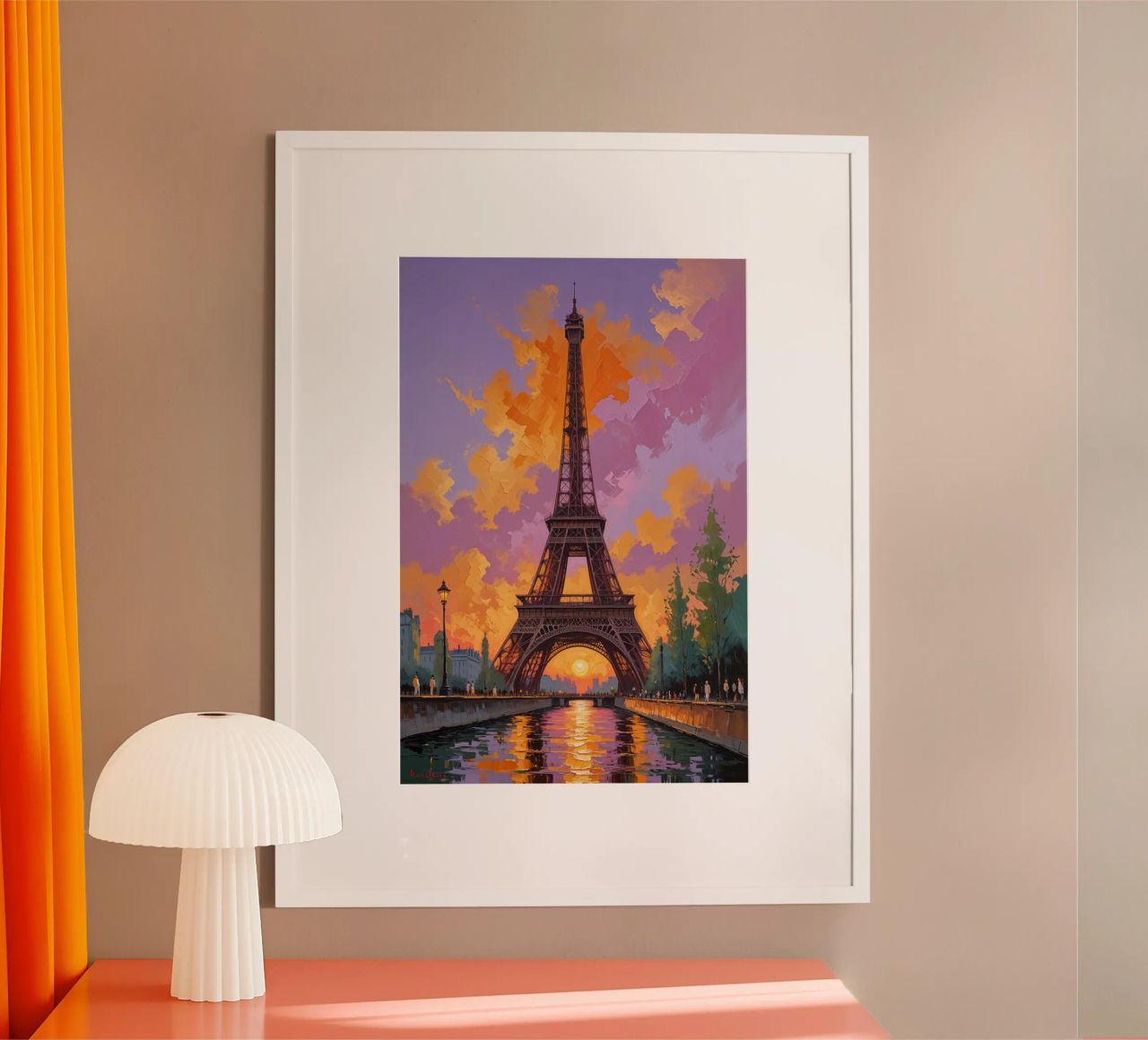 The Eiffel Tower Amidst Sunset Splendor carta hahnemühle da AlbertKlee