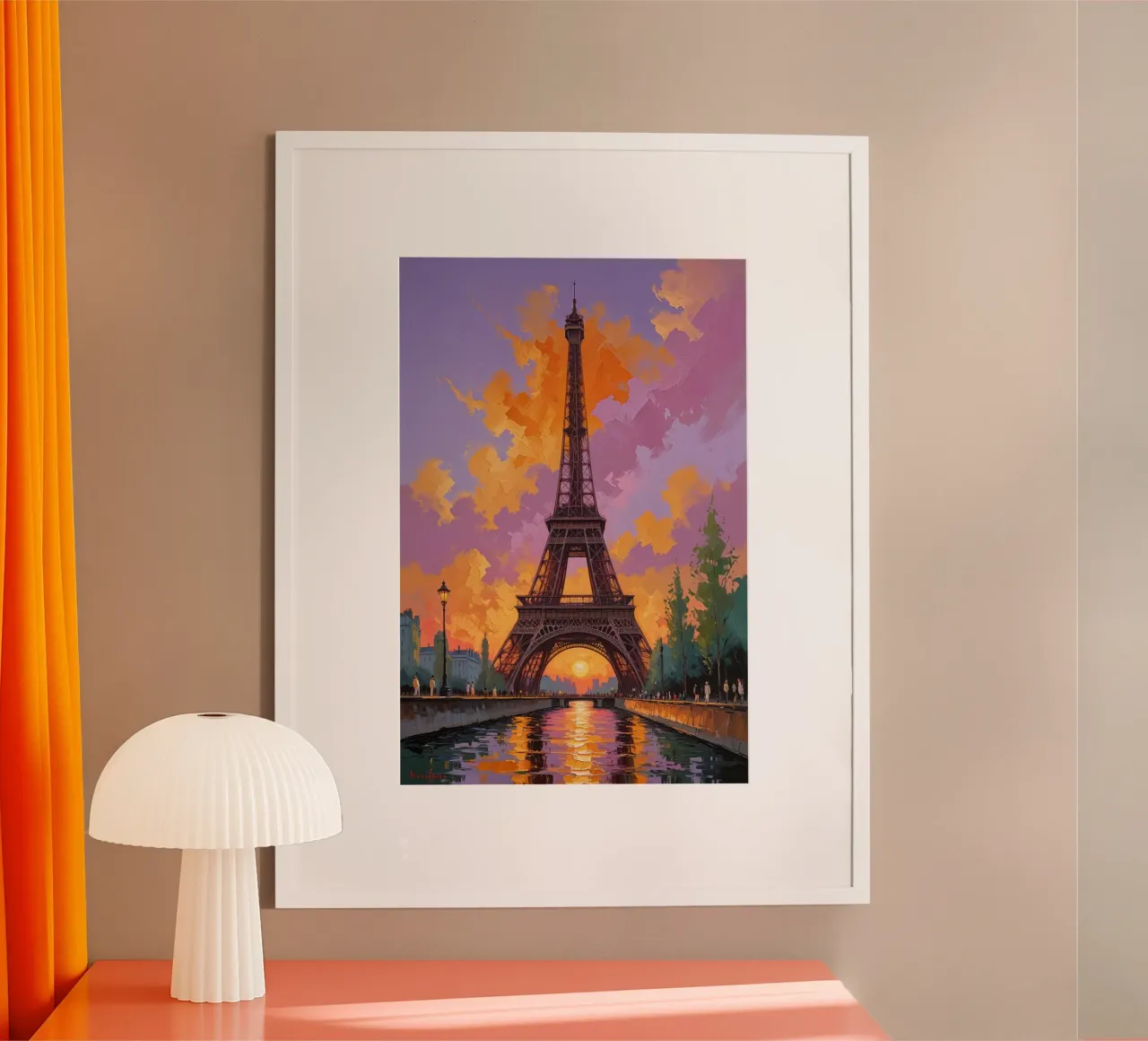 The Eiffel Tower Amidst Sunset Splendor carta hahnemühle da AlbertKlee