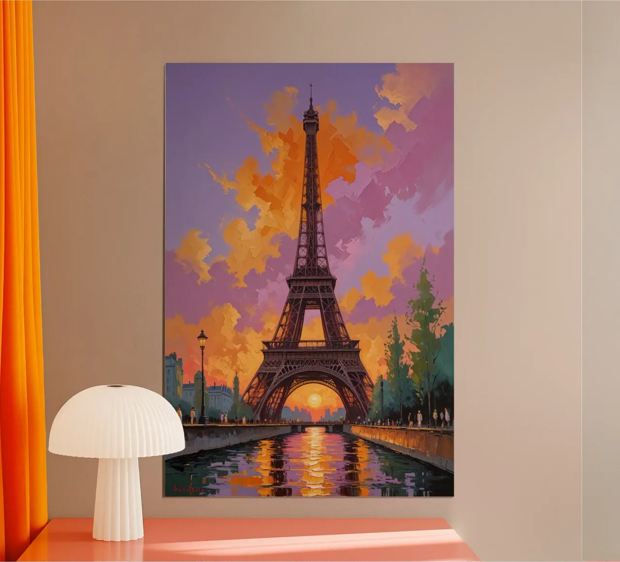 The Eiffel Tower Amidst Sunset Splendor carta hahnemühle da AlbertKlee