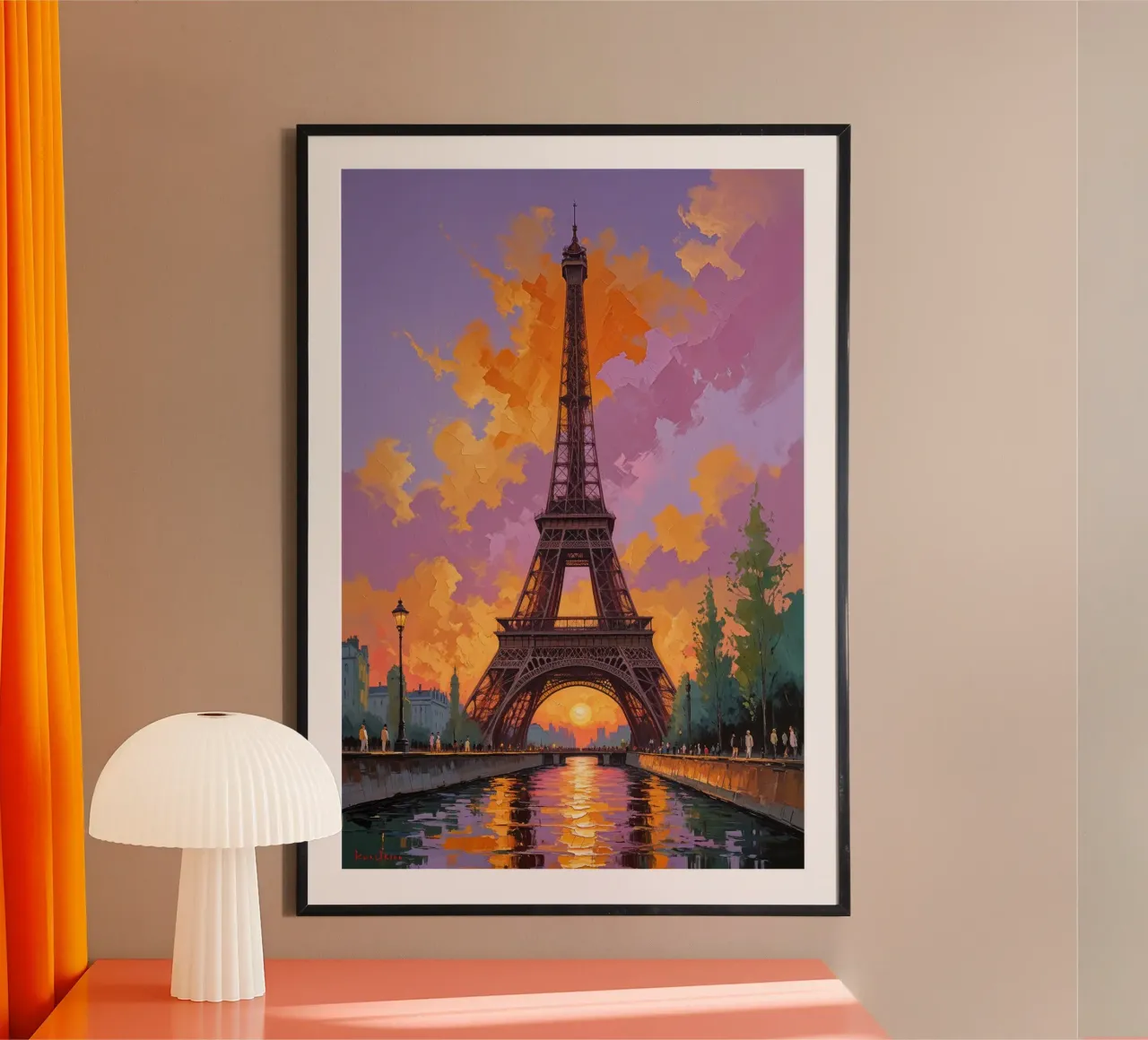 The Eiffel Tower Amidst Sunset Splendor carta hahnemühle da AlbertKlee
