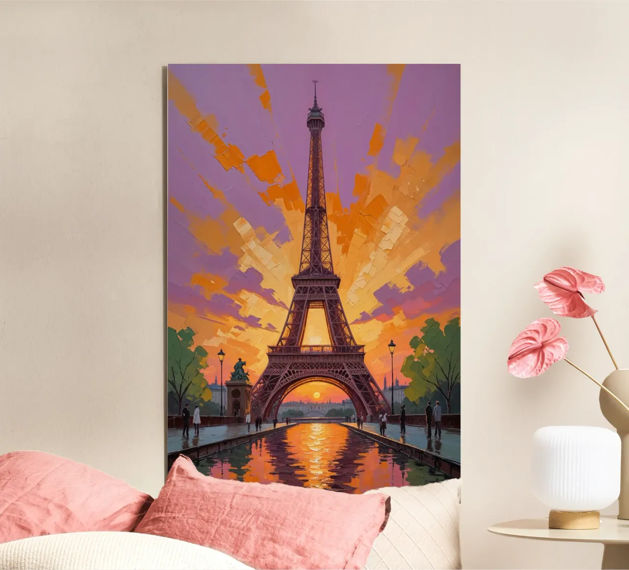 Eiffel Tower Radiance in Impressionist Style alluminio dibond da AlbertKlee