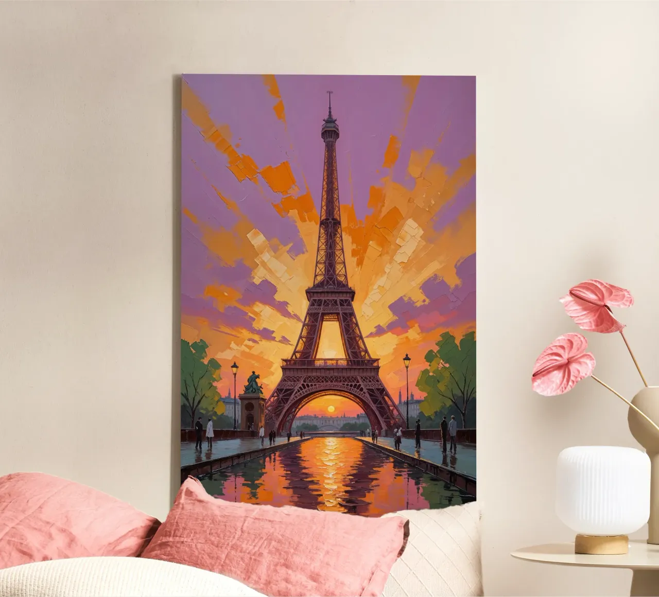 Eiffel Tower Radiance in Impressionist Style Leinwand von AlbertKlee