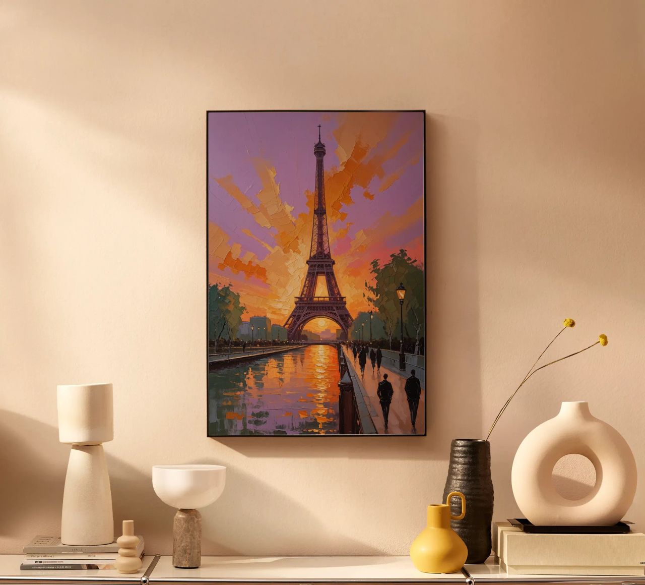 Illuminated Eiffel Tower at Sunset alluminio dibond da AlbertKlee