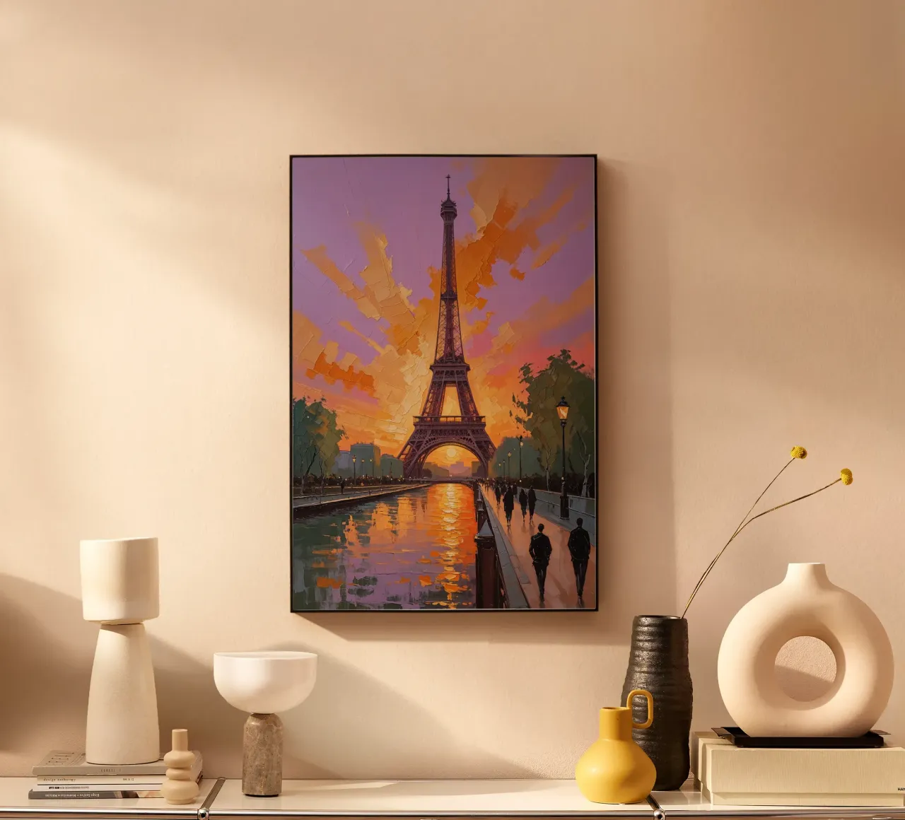 Illuminated Eiffel Tower at Sunset aluminio dibond de AlbertKlee