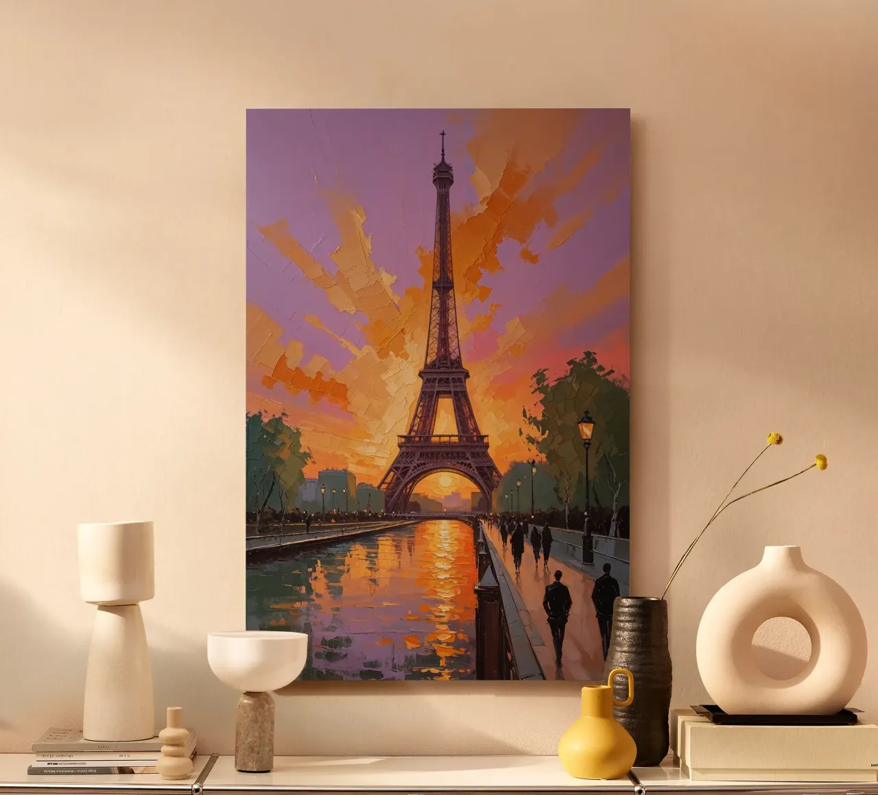 Illuminated Eiffel Tower at Sunset alluminio dibond da AlbertKlee