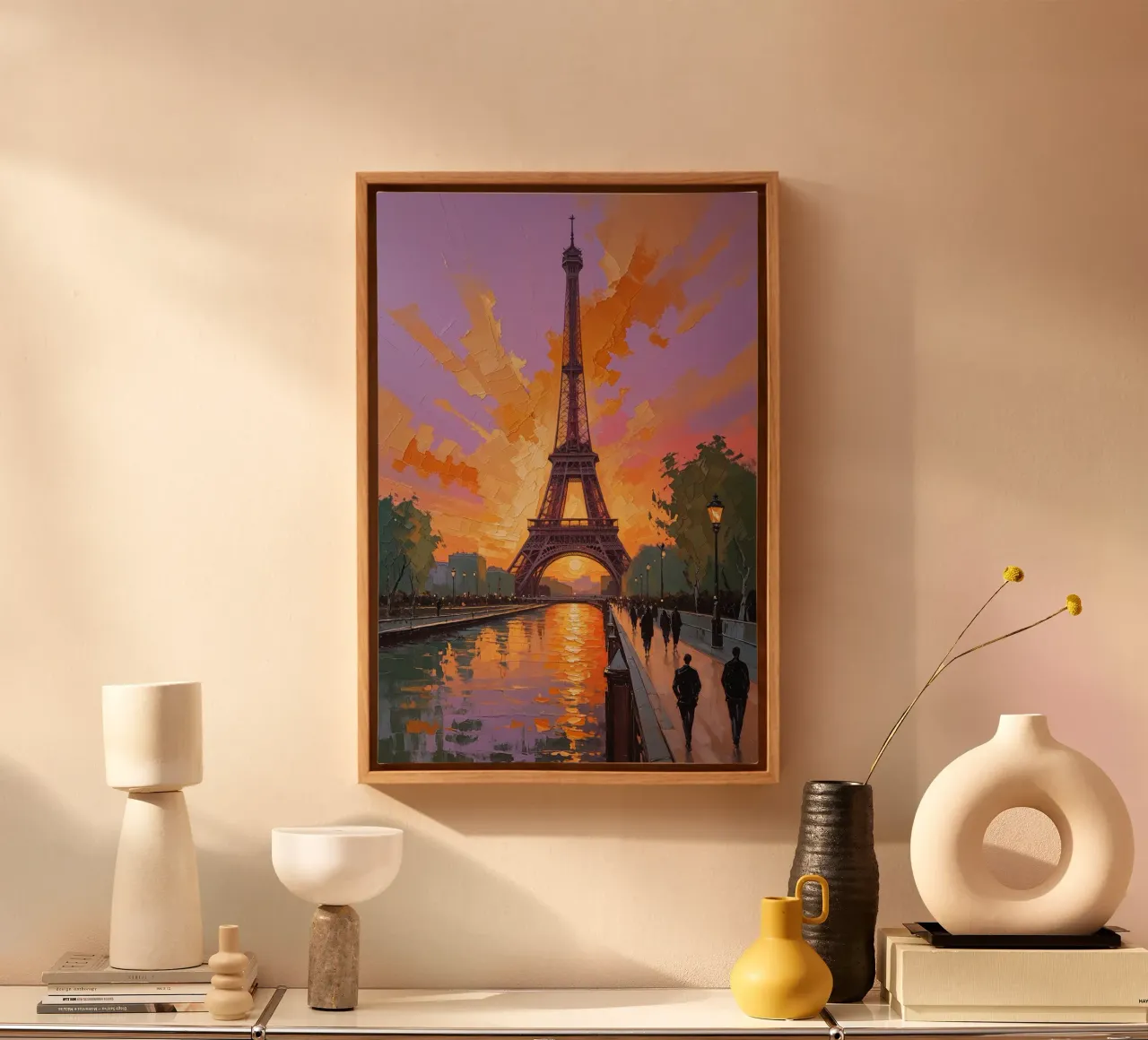 Illuminated Eiffel Tower at Sunset tela da AlbertKlee