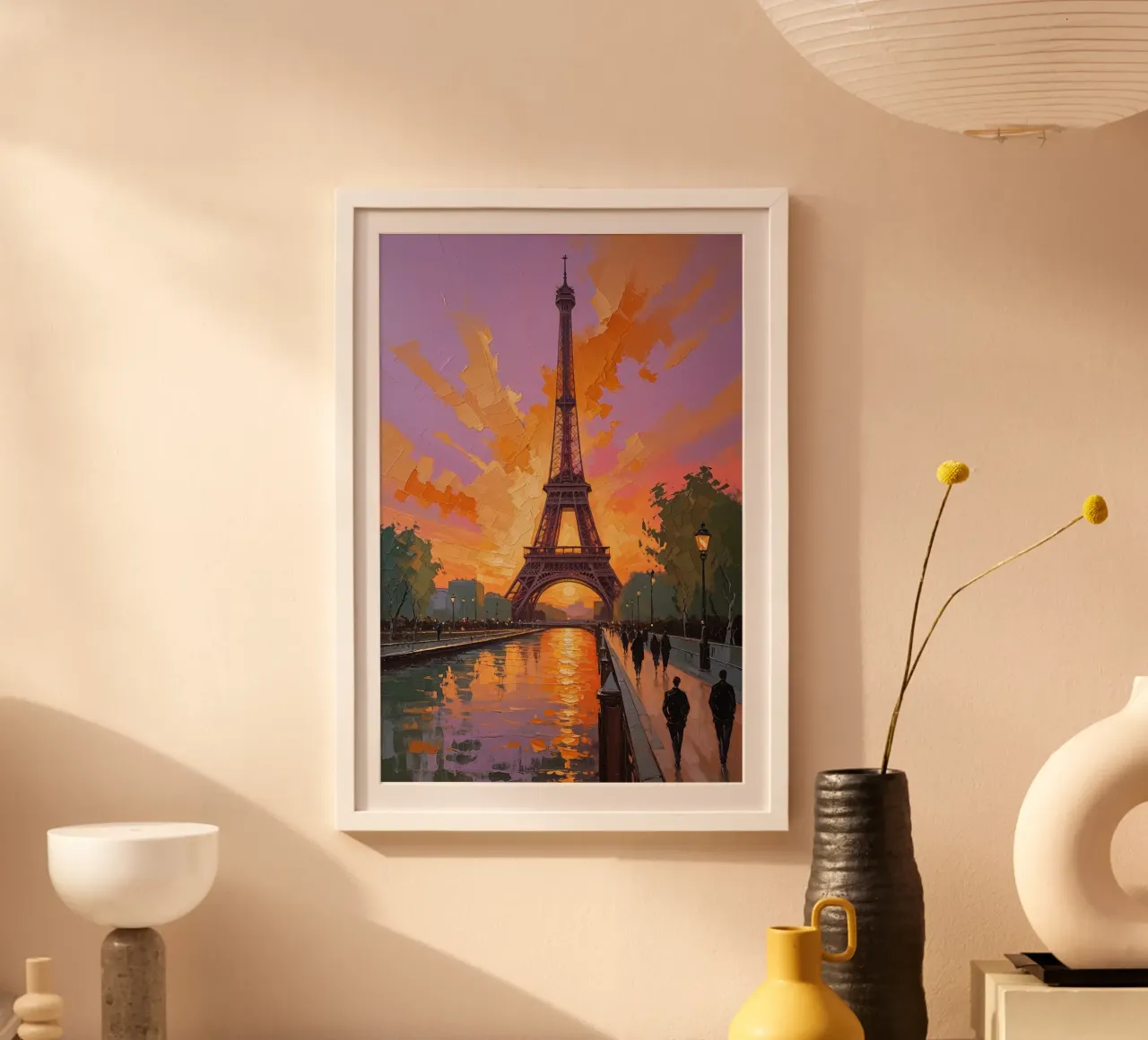 Illuminated Eiffel Tower at Sunset carta hahnemühle da AlbertKlee