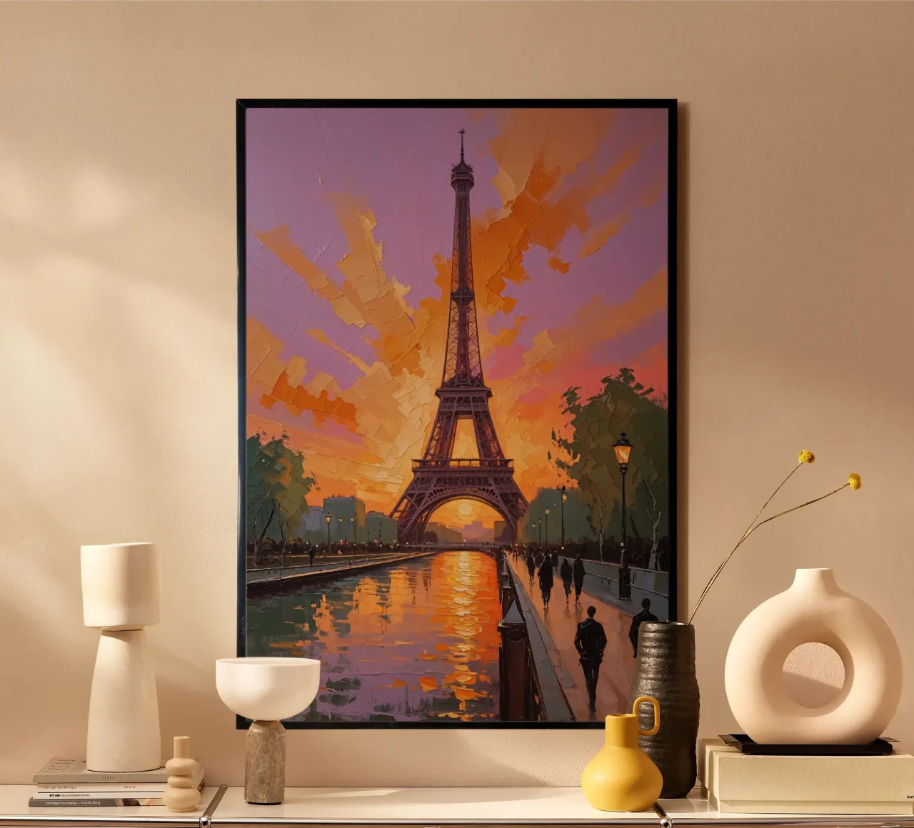 Illuminated Eiffel Tower at Sunset carta hahnemühle da AlbertKlee