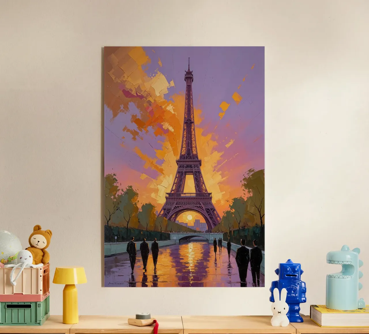 Eiffel Tower and Parisian Pathway at Sunset Acryl-Glas von AlbertKlee