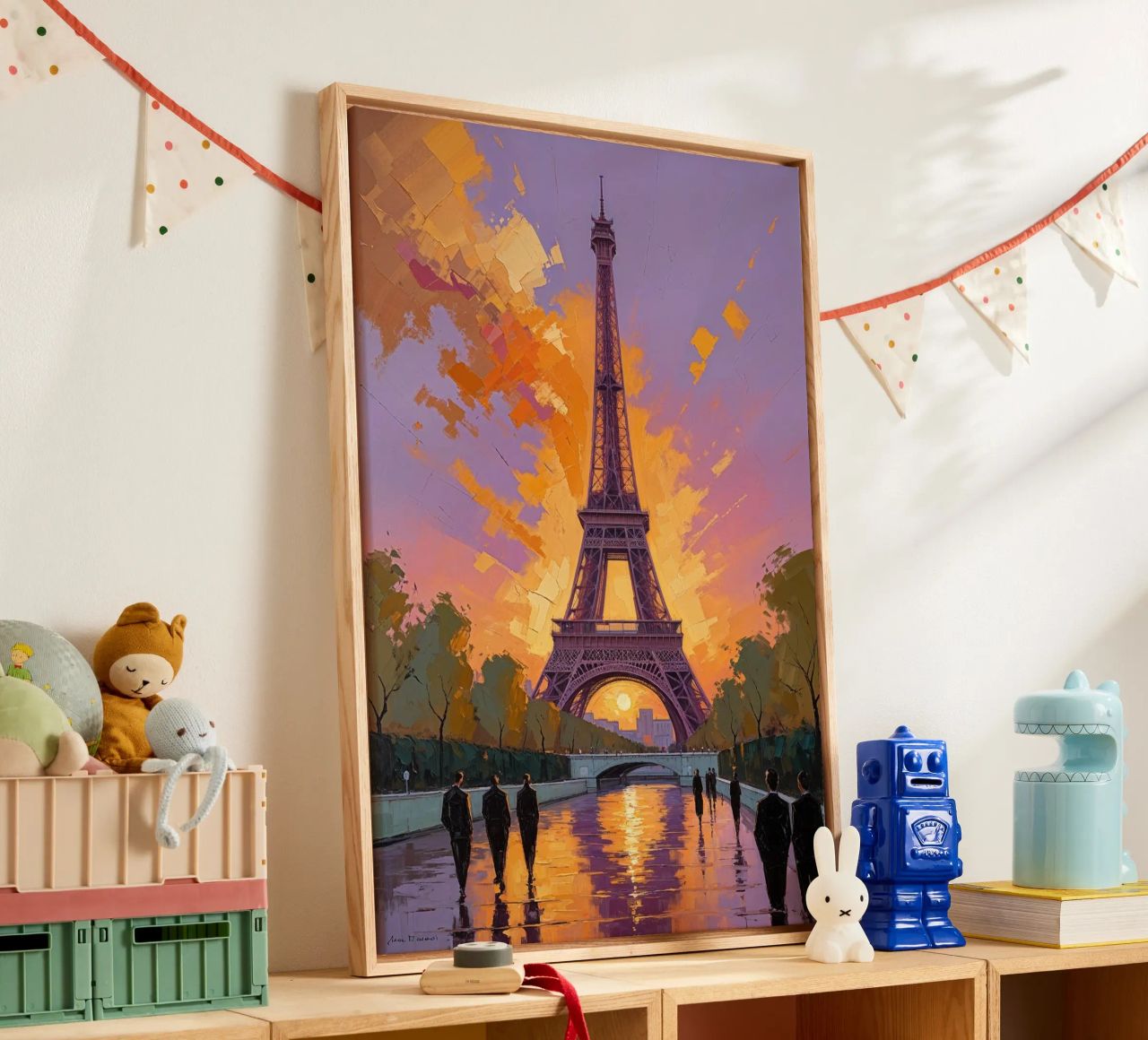 Eiffel Tower and Parisian Pathway at Sunset tela da AlbertKlee