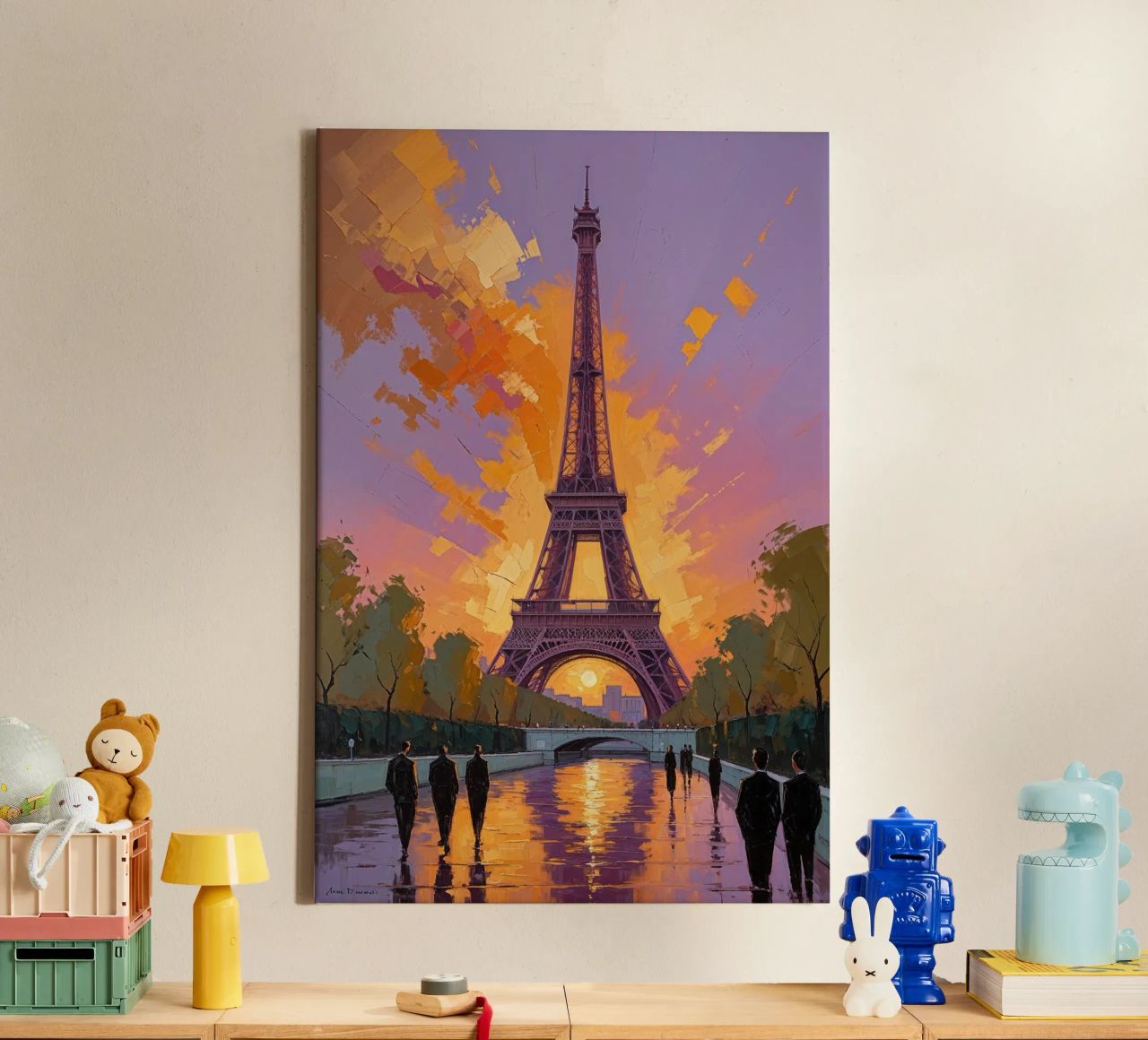 Eiffel Tower and Parisian Pathway at Sunset tela da AlbertKlee