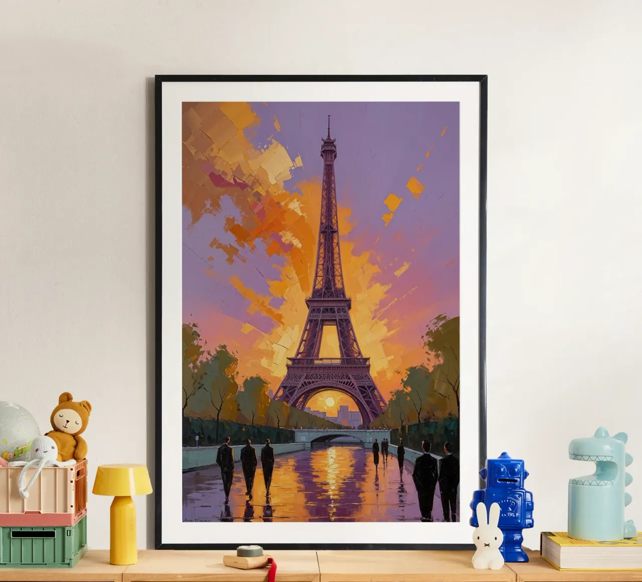 Eiffel Tower and Parisian Pathway at Sunset Hahnemühle von AlbertKlee