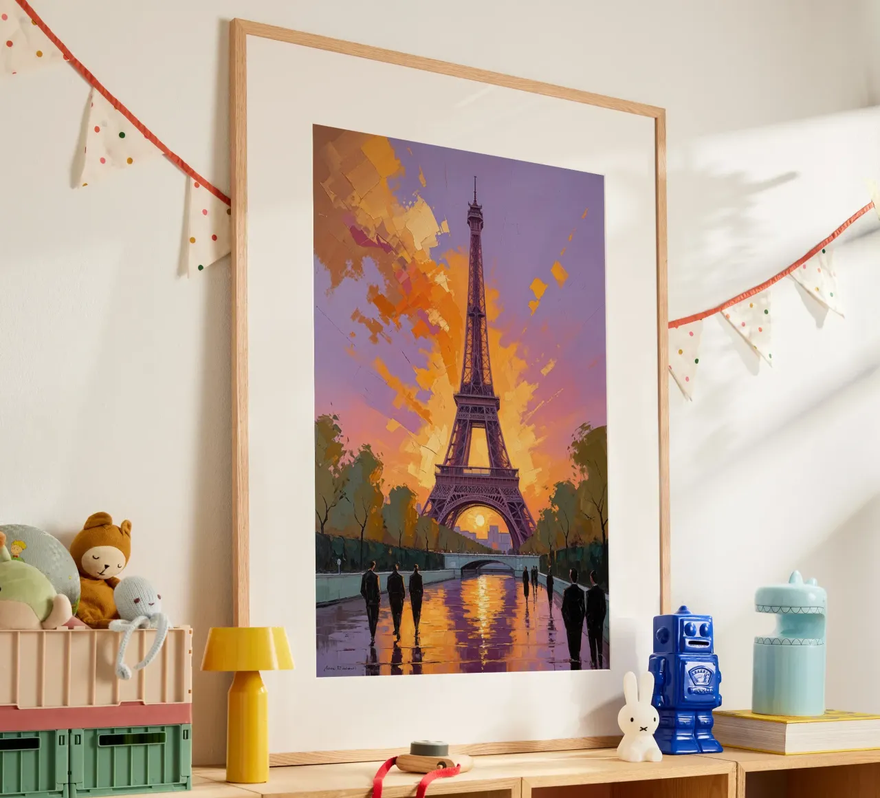 Eiffel Tower and Parisian Pathway at Sunset carta hahnemühle da AlbertKlee
