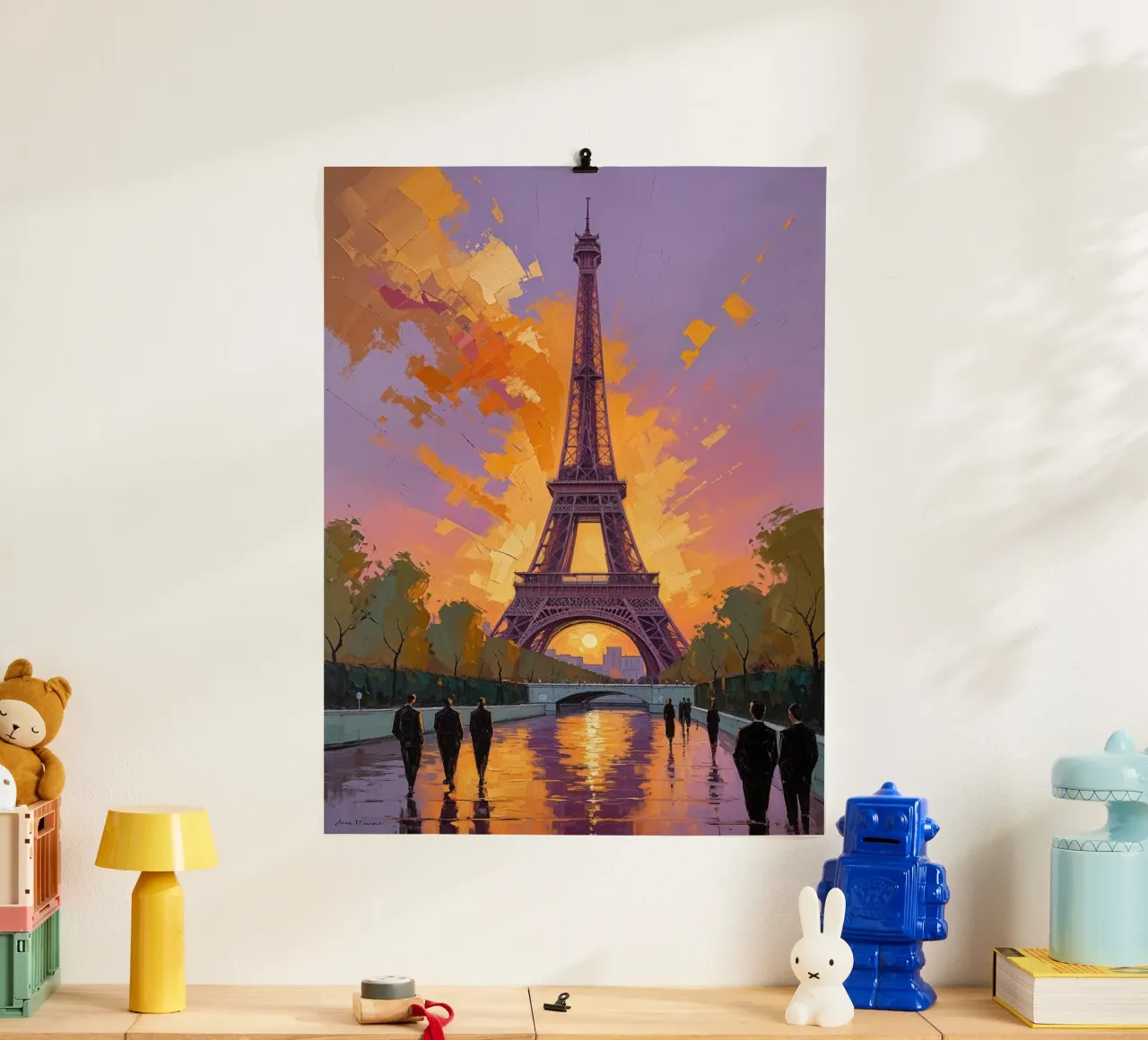 Eiffel Tower and Parisian Pathway at Sunset carta hahnemühle da AlbertKlee