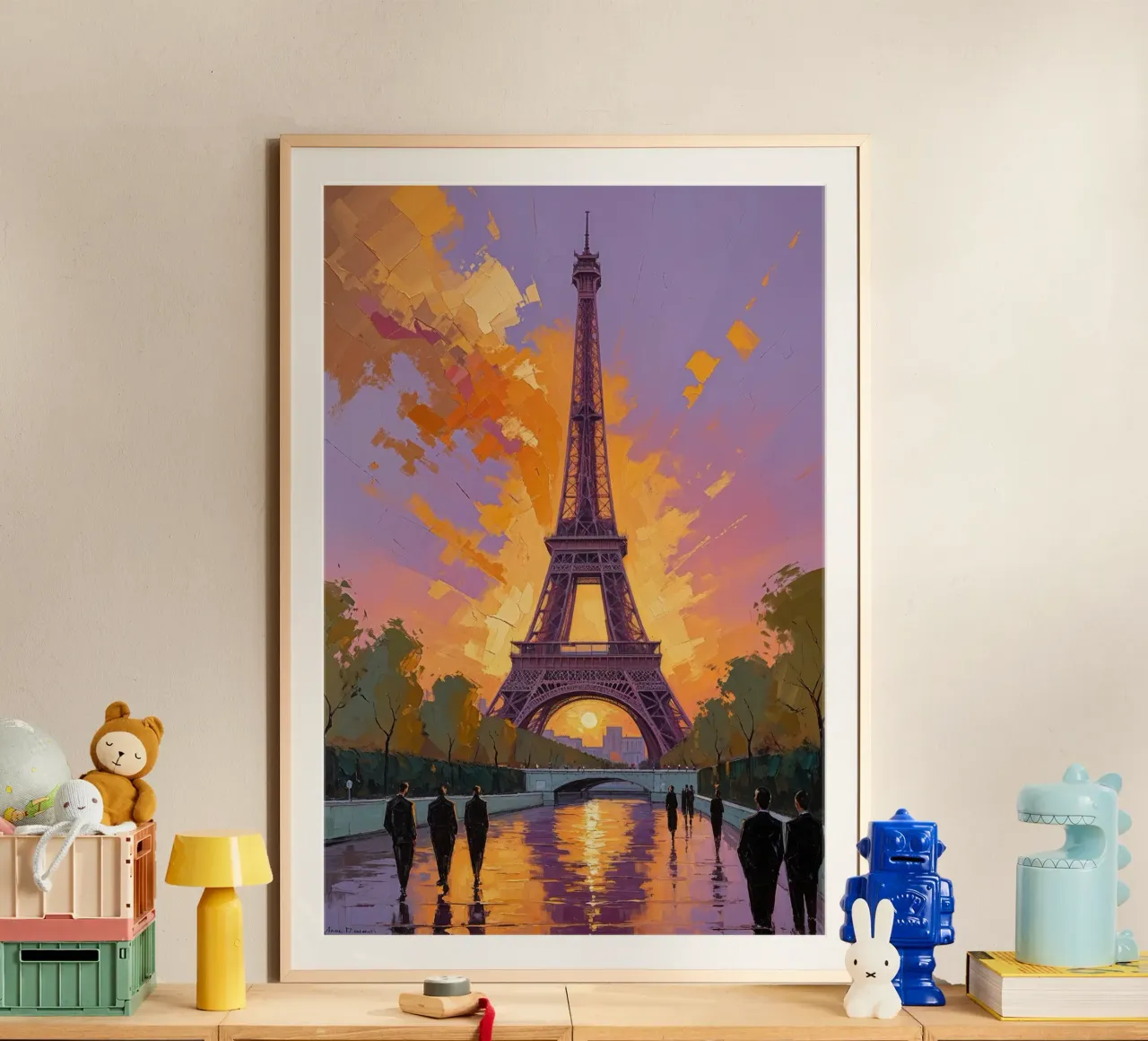 Eiffel Tower and Parisian Pathway at Sunset carta hahnemühle da AlbertKlee