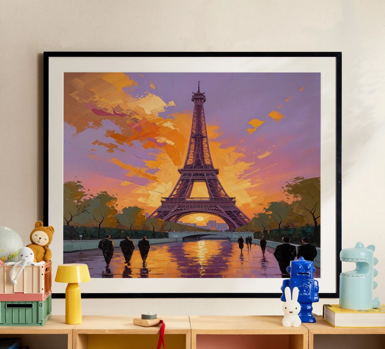 Eiffel Tower and Parisian Pathway at Sunset poster da AlbertKlee