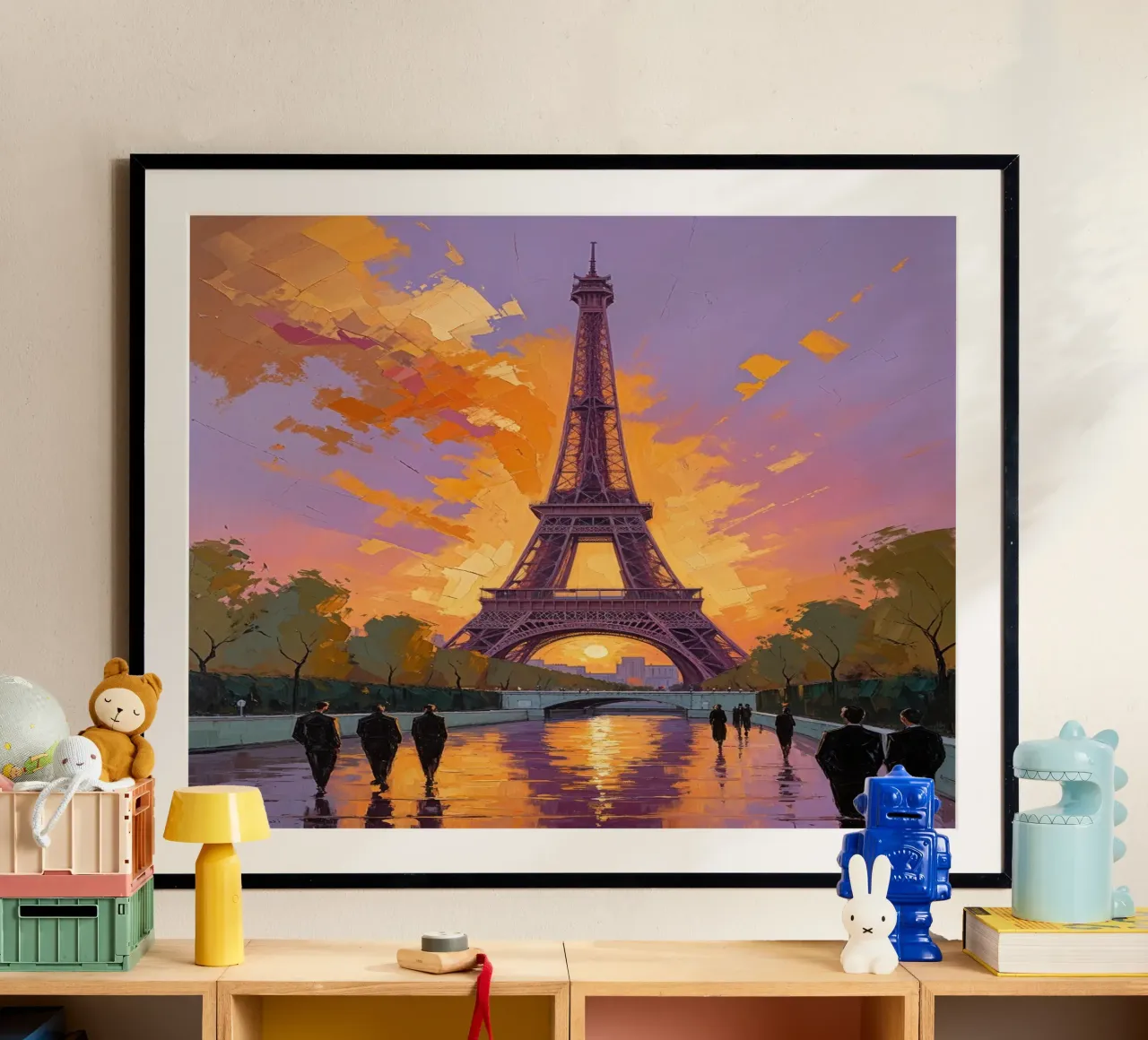 Eiffel Tower and Parisian Pathway at Sunset carta hahnemühle da AlbertKlee