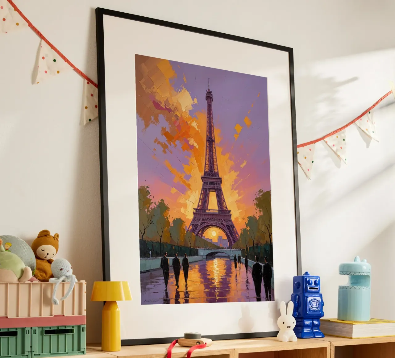 Eiffel Tower and Parisian Pathway at Sunset carta hahnemühle da AlbertKlee