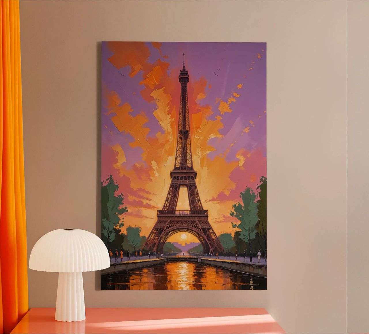 Sunset Symphony: The Eiffel Tower in Paris tela da AlbertKlee