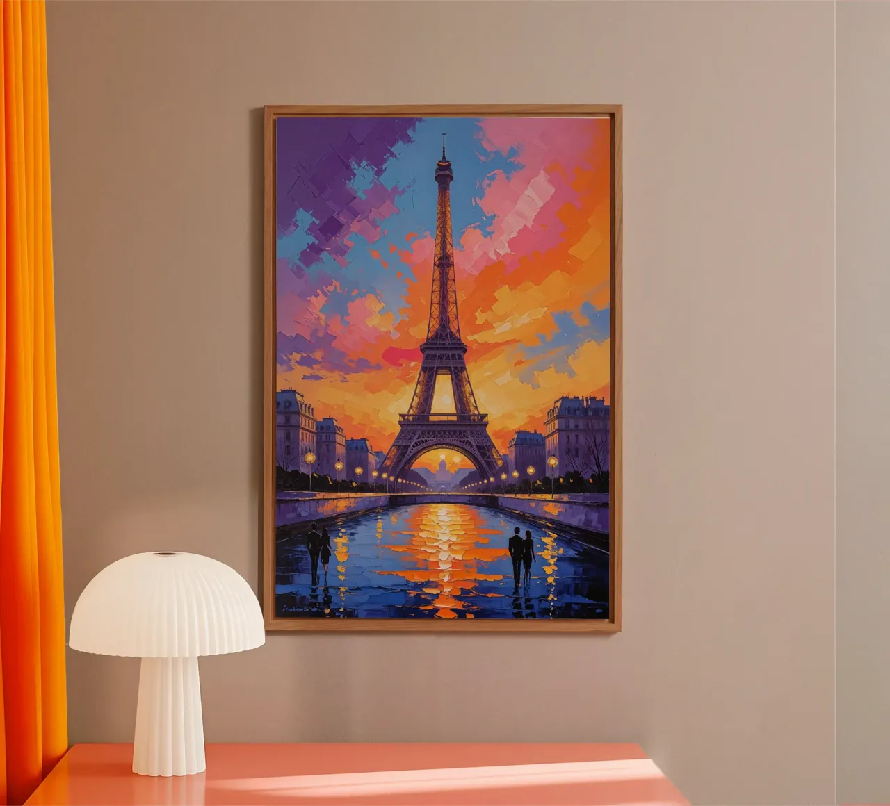 Eiffel Tower Reflection in Sunset Glow alluminio dibond da AlbertKlee