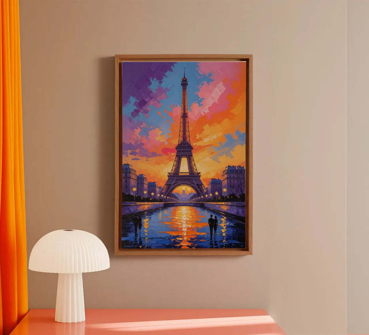 Eiffel Tower Reflection in Sunset Glow tela da AlbertKlee
