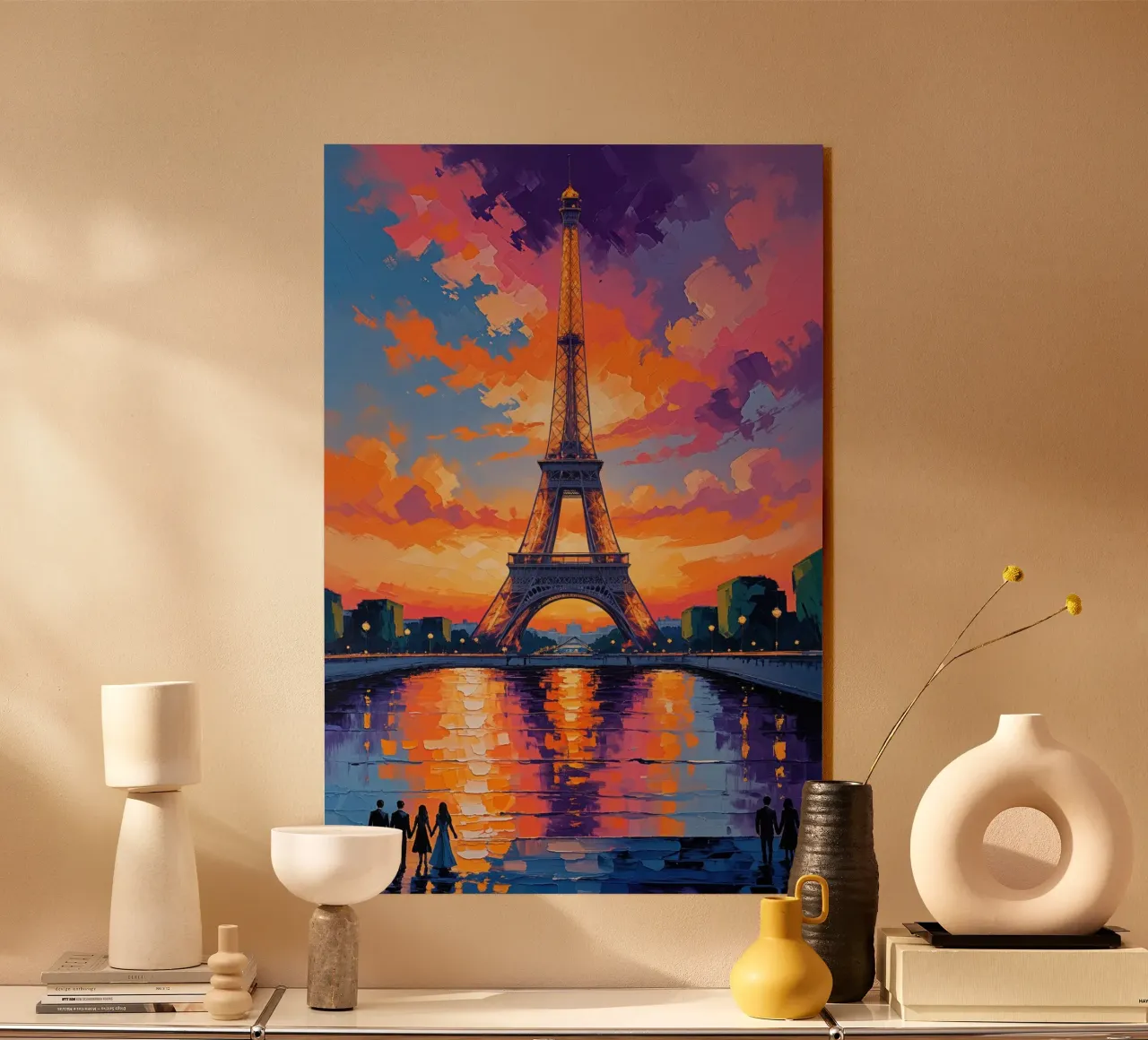 Golden Eiffel Tower with Evening Reflections acryl van AlbertKlee