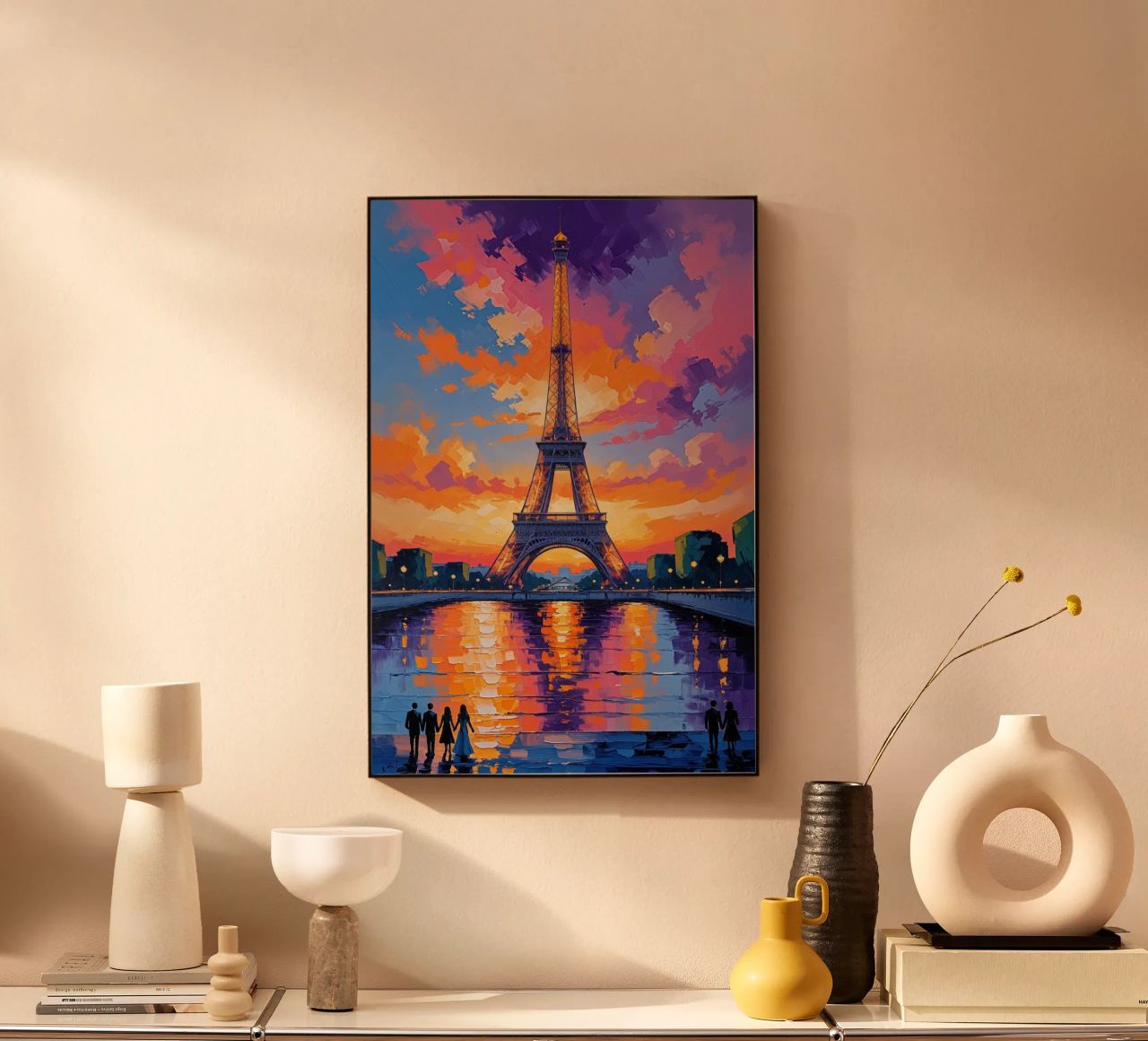 Golden Eiffel Tower with Evening Reflections alluminio dibond da AlbertKlee