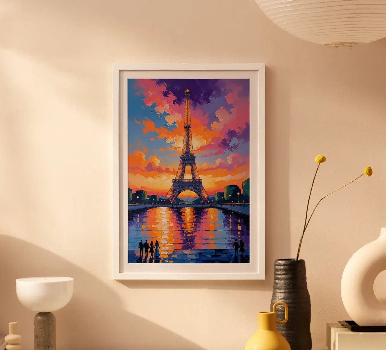Golden Eiffel Tower with Evening Reflections poster da AlbertKlee