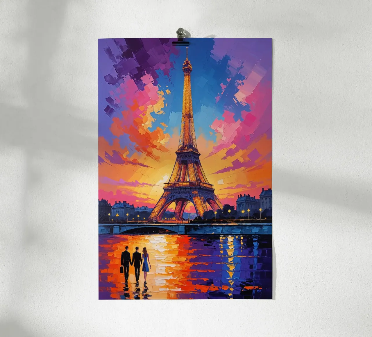 Eiffel Tower Illuminated in Parisian Sunset Hahnemühle von AlbertKlee