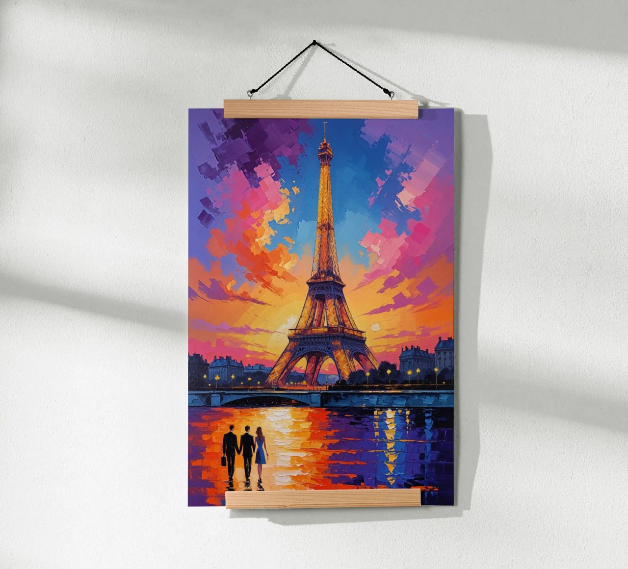 Eiffel Tower Illuminated in Parisian Sunset carta hahnemühle da AlbertKlee