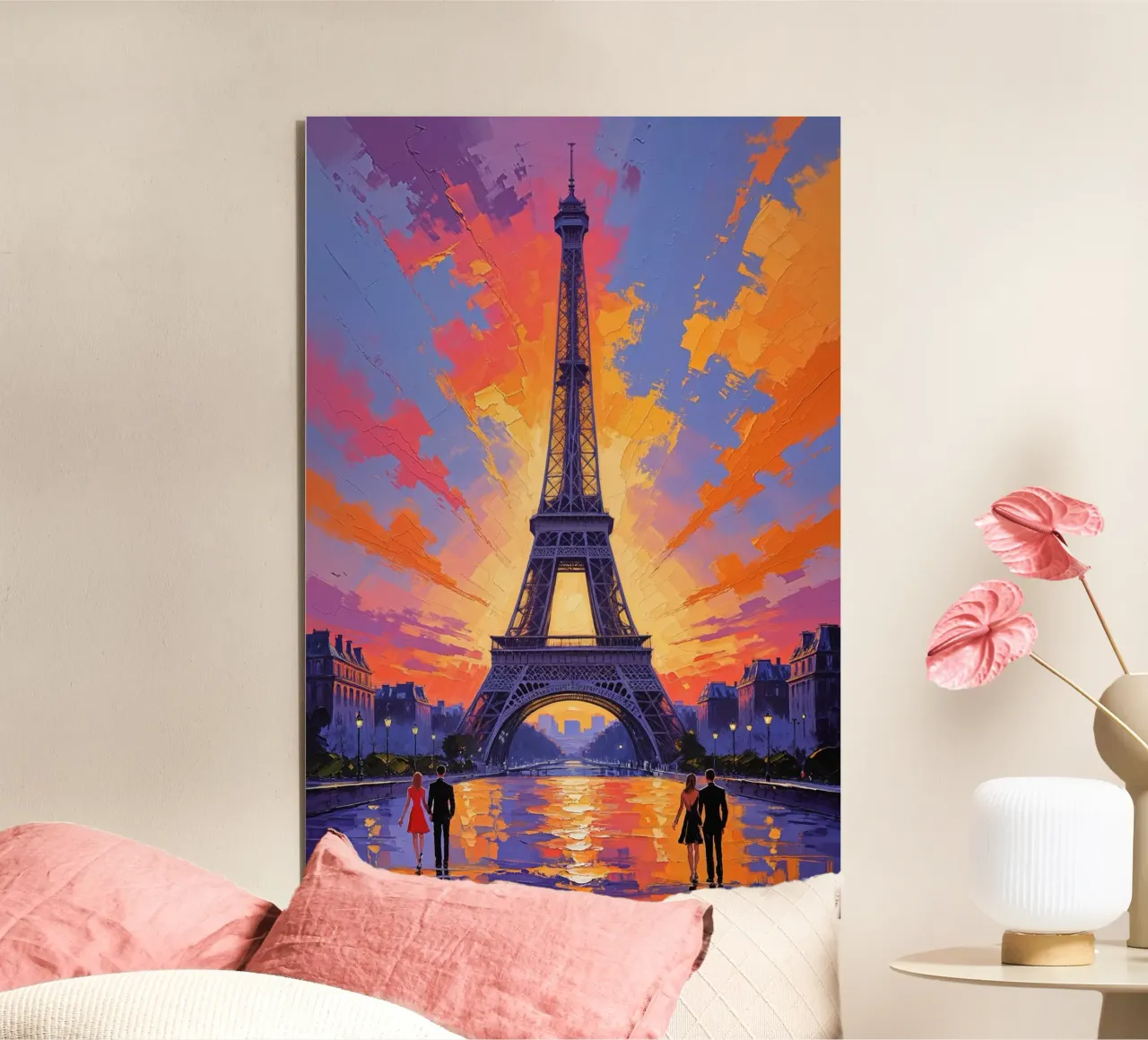 Eiffel Tower and Sunset Symphony alluminio dibond da AlbertKlee