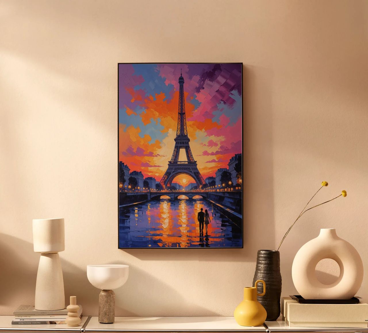 Golden Glow of the Eiffel Tower at Dusk alluminio dibond da AlbertKlee