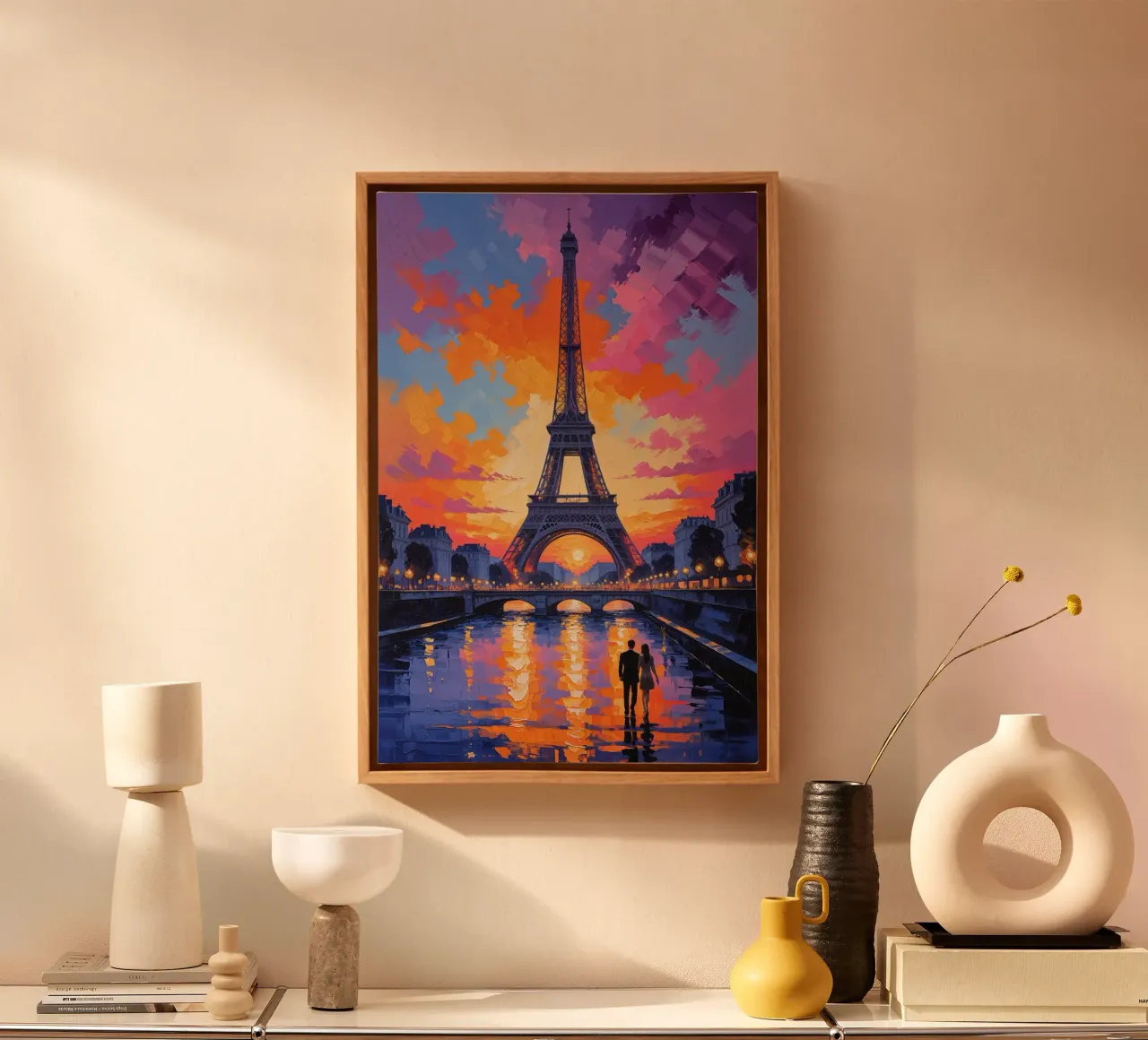 Golden Glow of the Eiffel Tower at Dusk canvas van AlbertKlee