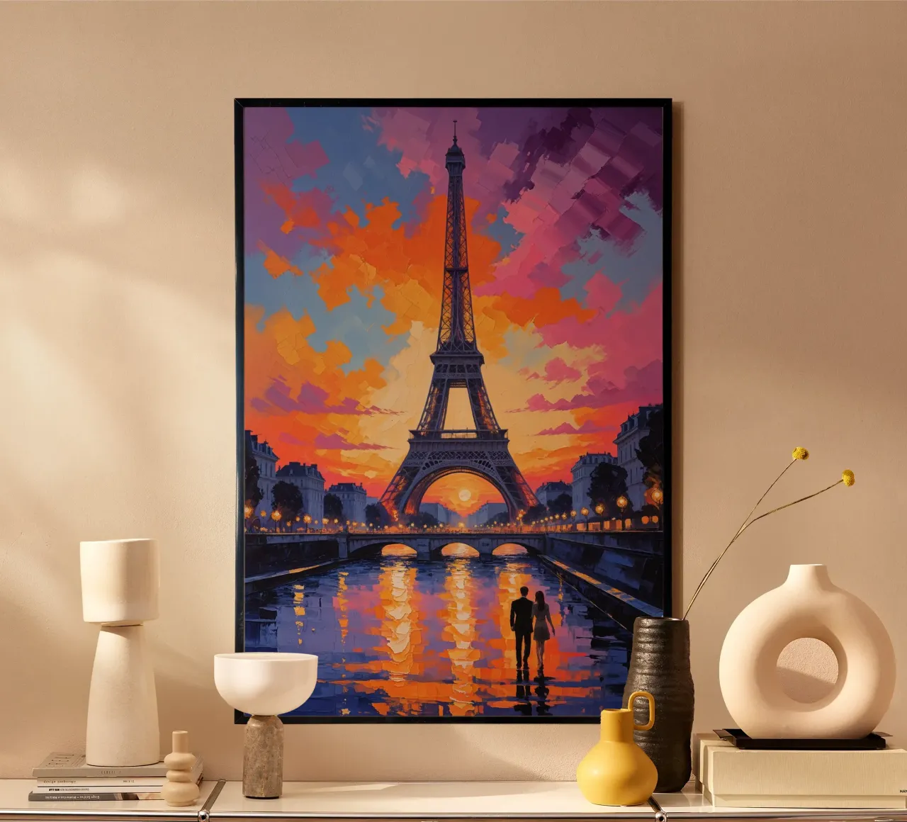 Golden Glow of the Eiffel Tower at Dusk carta hahnemühle da AlbertKlee