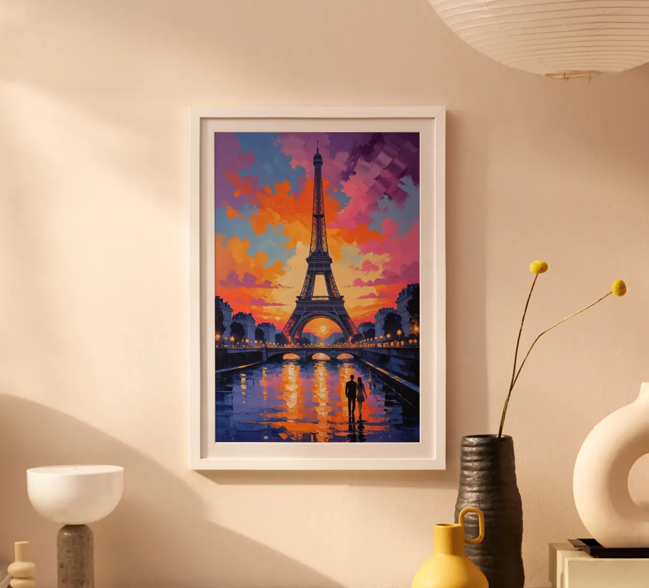 Golden Glow of the Eiffel Tower at Dusk carta hahnemühle da AlbertKlee