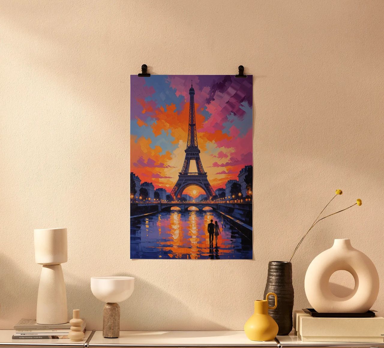 Golden Glow of the Eiffel Tower at Dusk Poster von AlbertKlee