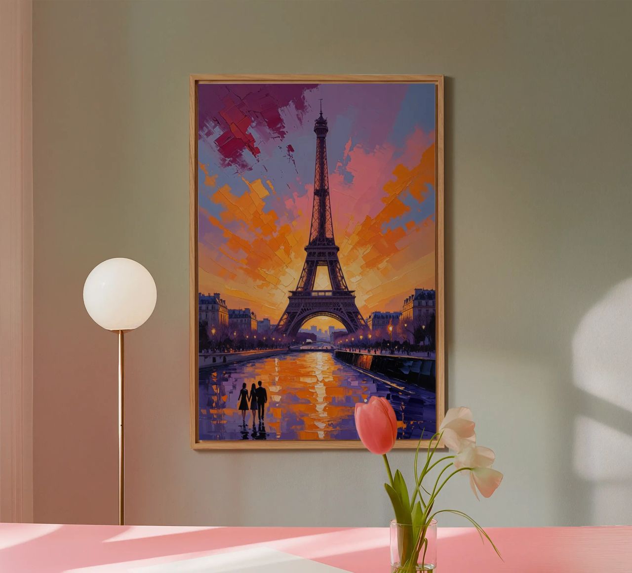 Eiffel Tower Reflections in Twilight Serenity Alu-Dibond von AlbertKlee