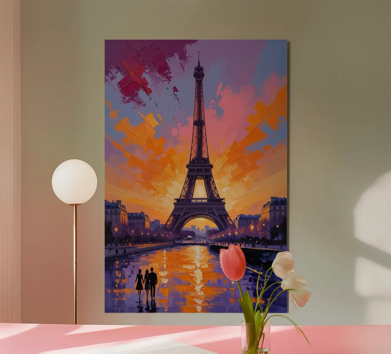 Eiffel Tower Reflections in Twilight Serenity panneau forex de AlbertKlee