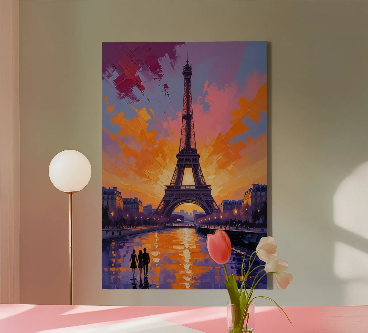 Eiffel Tower Reflections in Twilight Serenity Leinwand von AlbertKlee