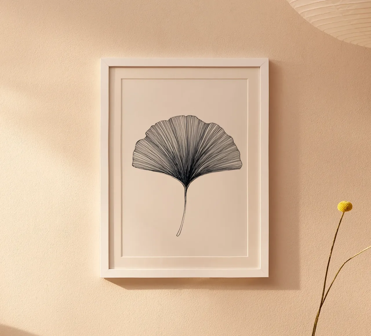 Foglia di ginkgo minimalista carta hahnemühle da Kunst und Kontrast