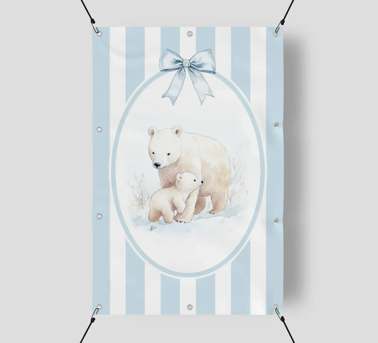 Orso polare e cucciolo in un paesaggio innevato telo in pvc da Jungle Joy Art