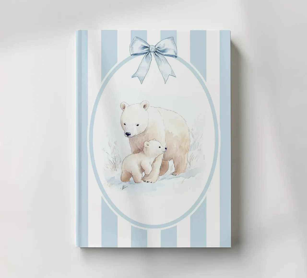 Polar Bear and Cub in Snowy Landscape notebook by Jungle Joy Art