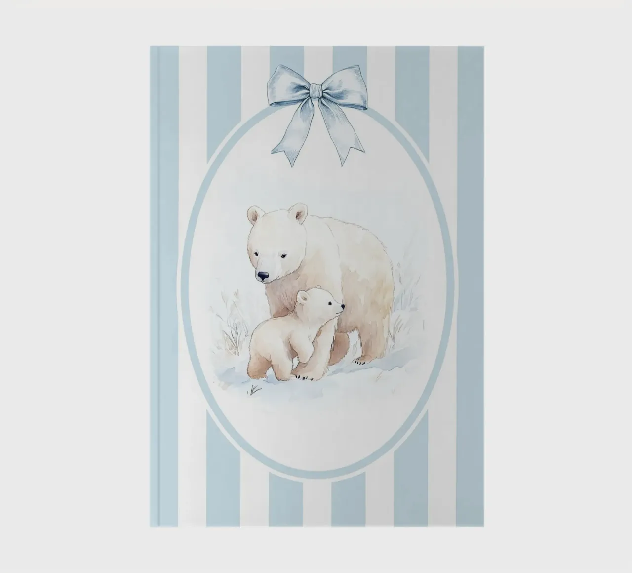 Polar Bear and Cub in Snowy Landscape notebook by Jungle Joy Art