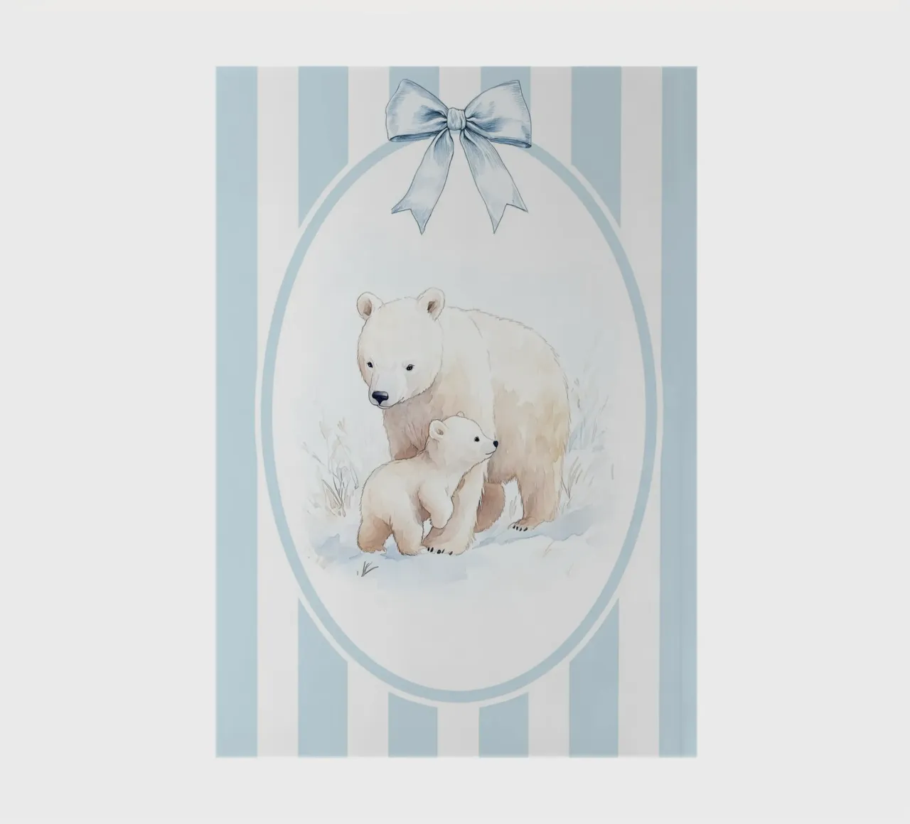 Polar Bear and Cub in Snowy Landscape notebook by Jungle Joy Art