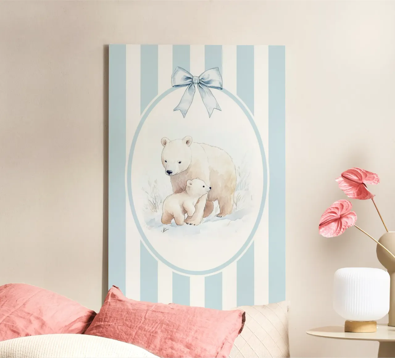 Polar Bear and Cub in Snowy Landscape canvas by Jungle Joy Art